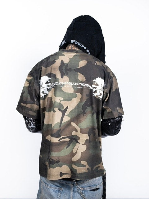 【F.V.V.O】"Rise Above" Wolf Print T-Shirt