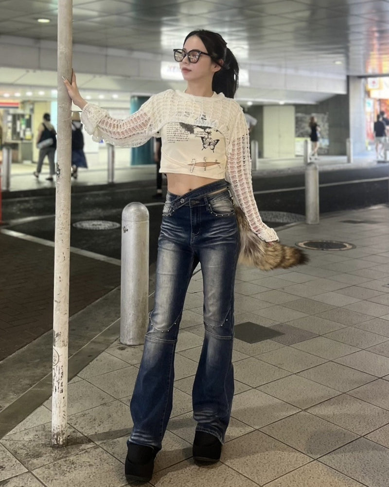 受注制【Never mind the XU】cropped summer knit (3color)