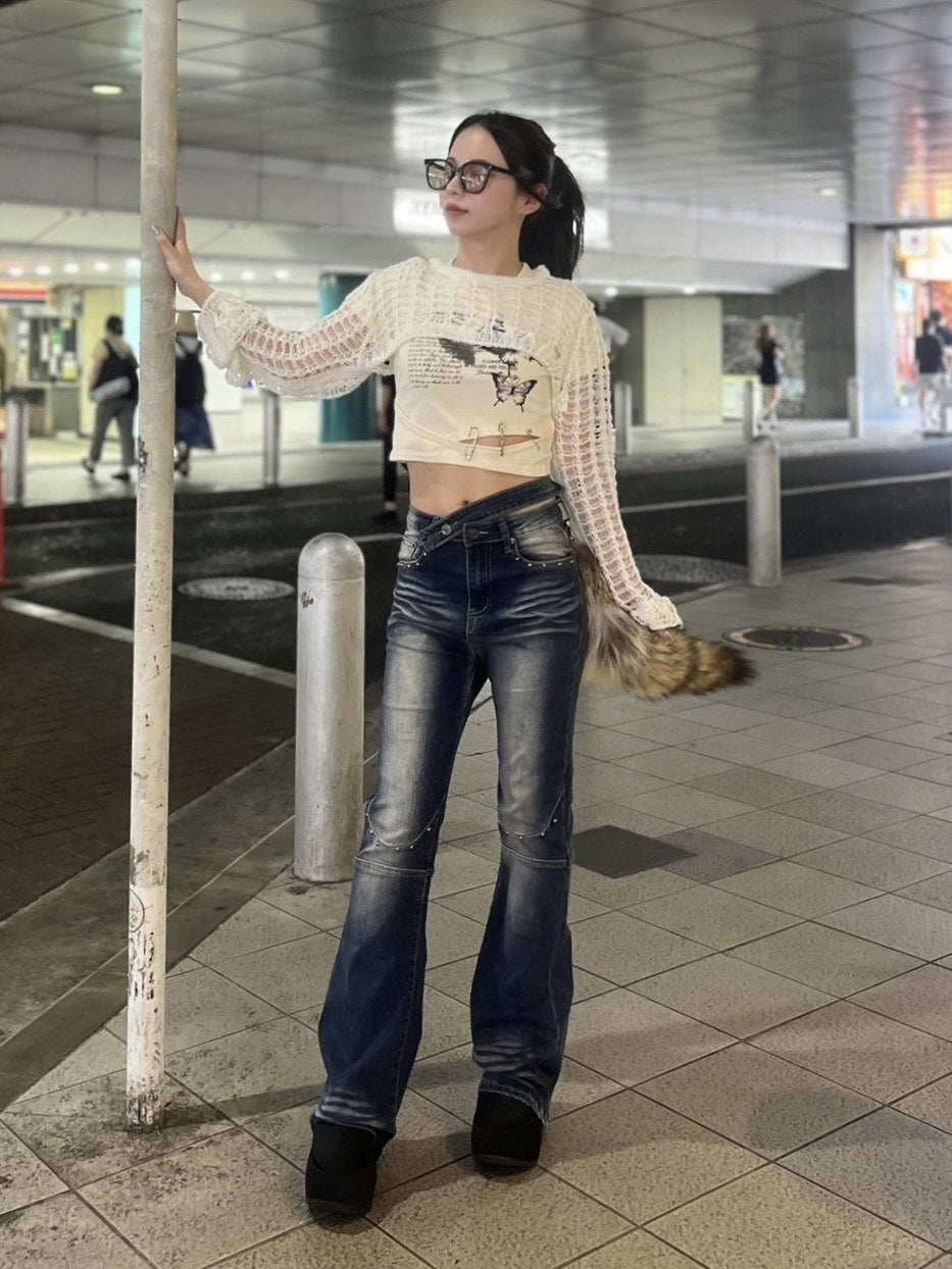 受注制【Never mind the XU】cropped summer knit (3color)