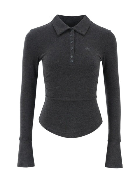 【ARISEISM】Knit Long Sleeve Polo