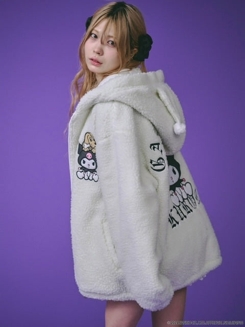 【GALFY×KUROMI】モコモコ丸ボアずきんパーカー / 【ガルフィー×クロミ】ファーロゴ長袖ジップアップパーカー