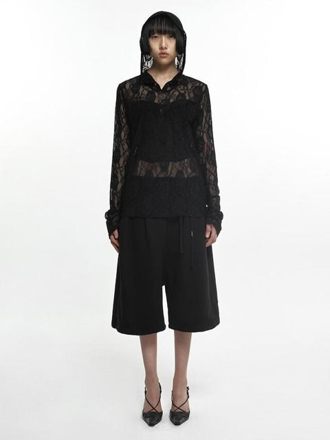 【NACHE】LACE HOODIE SHIRT