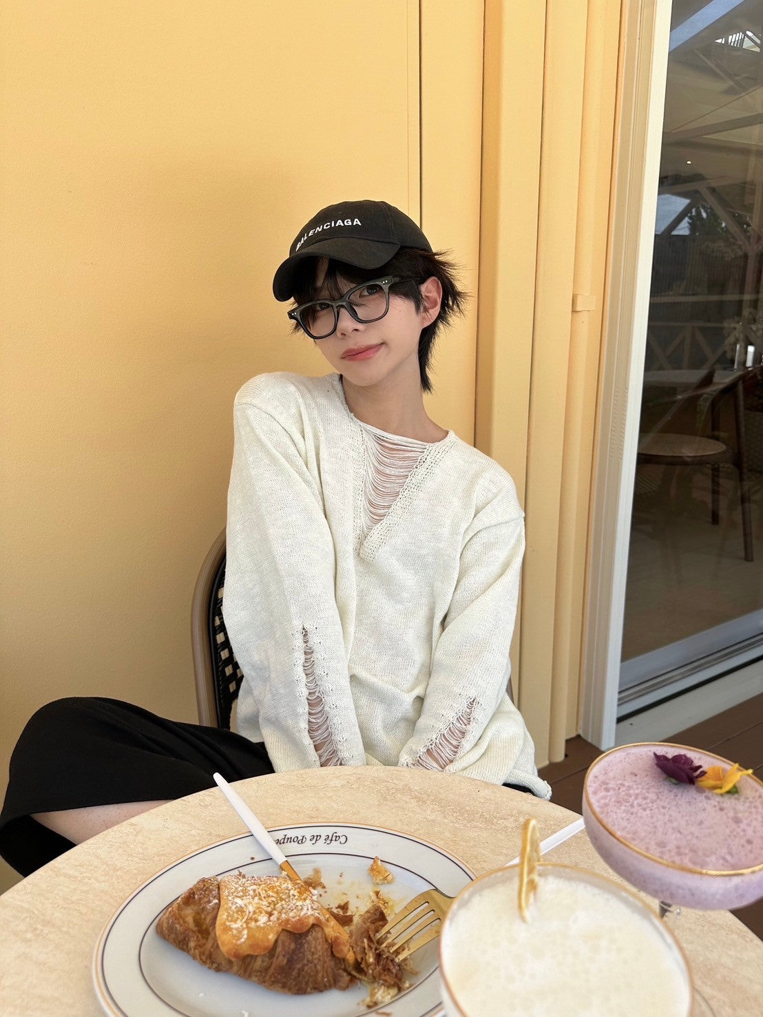 国際配送【LUV CODE】chest damage knit (2color)