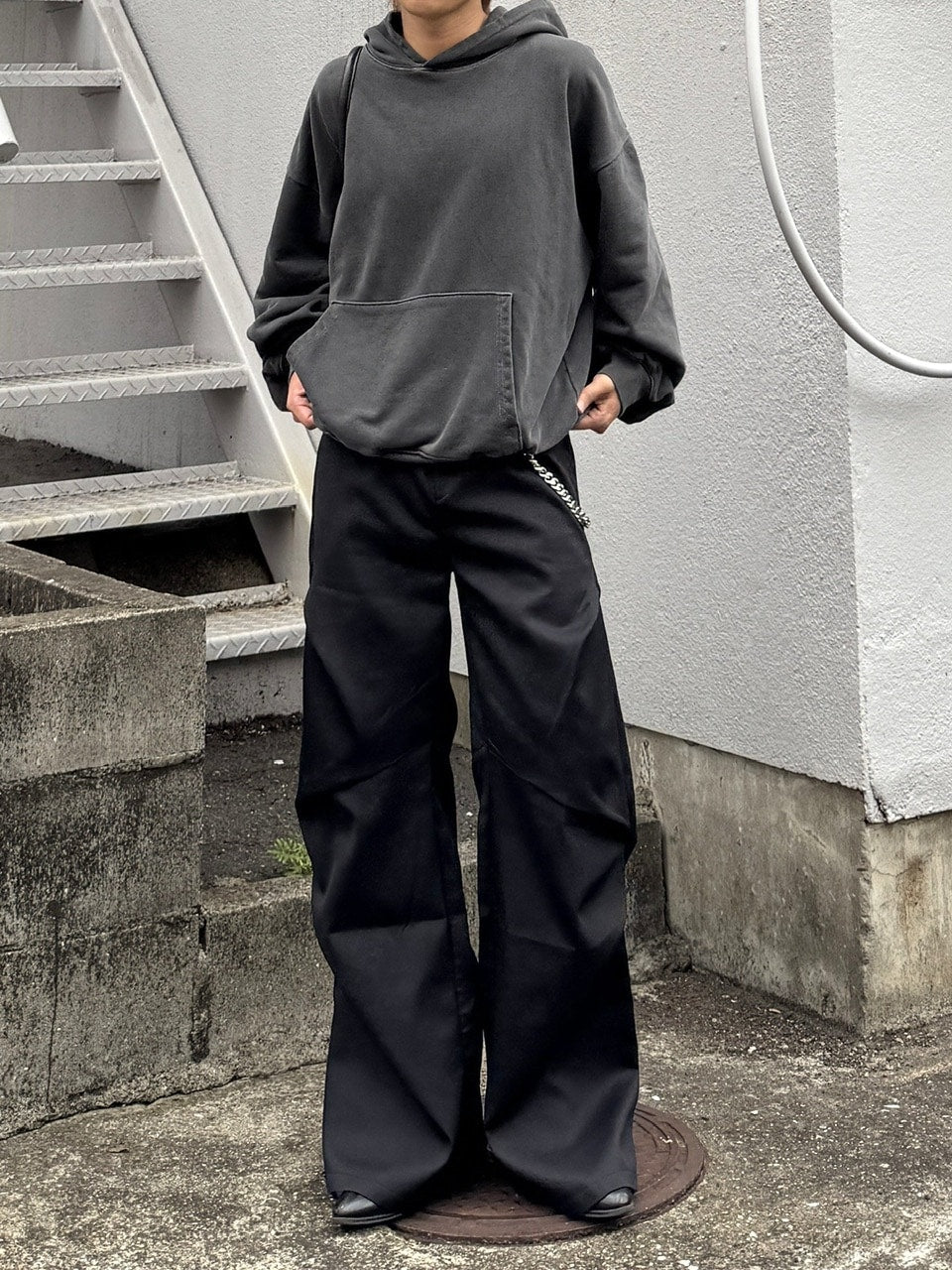 黒*ル様 40s US製 コットン ネップ スラックス ワークパンツ 極太 襤褸
