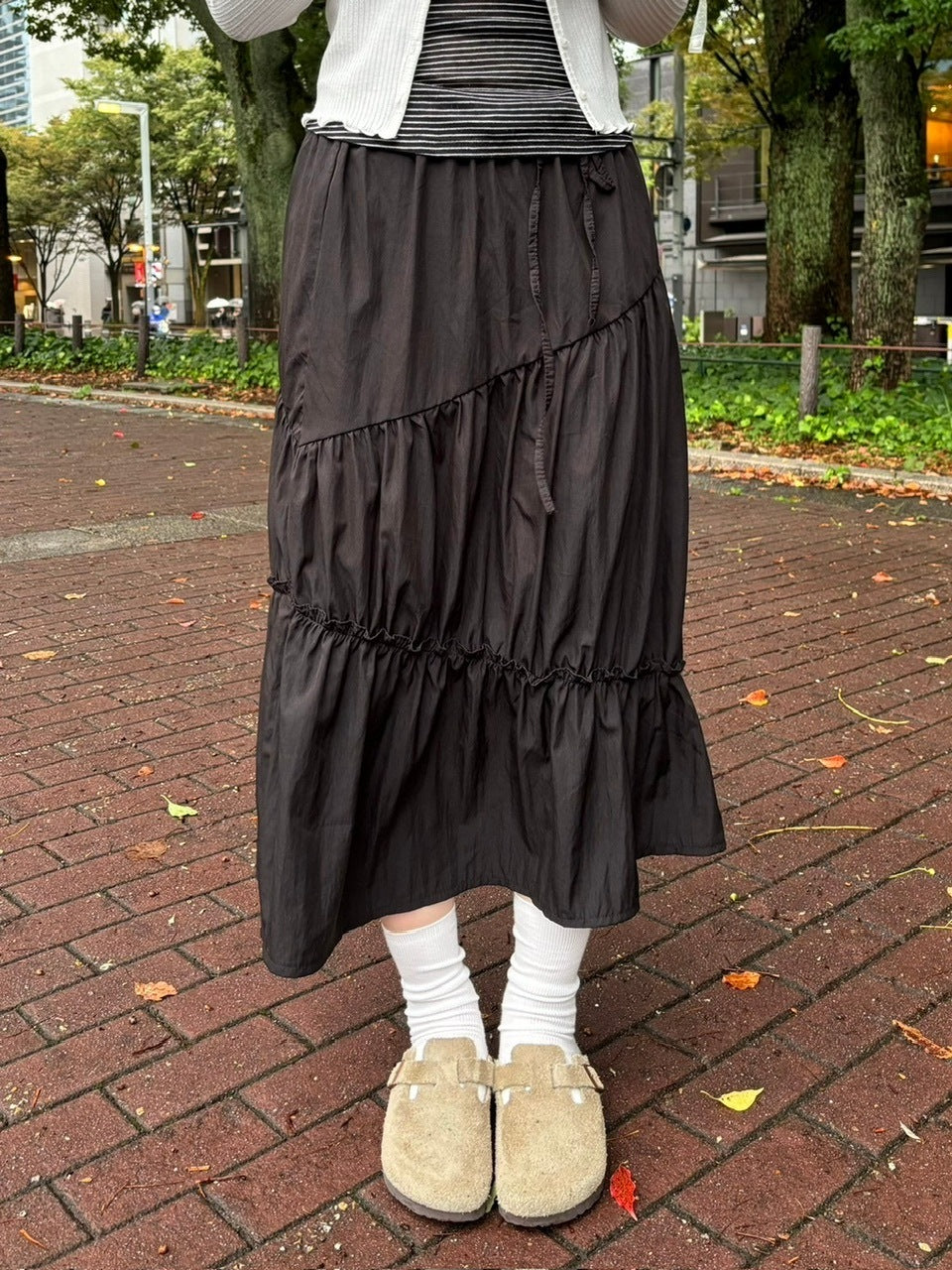 受注制【oaks】shirring long skirt (2color)