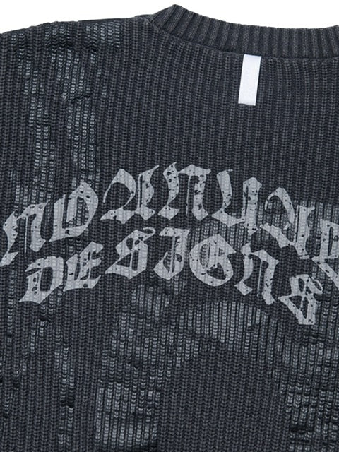 【NOMANUAL】OVERDYED TRIBAL KNIT SWEATER / 【ノーマニュアル】オーバーダイトライバルニット長袖セーター