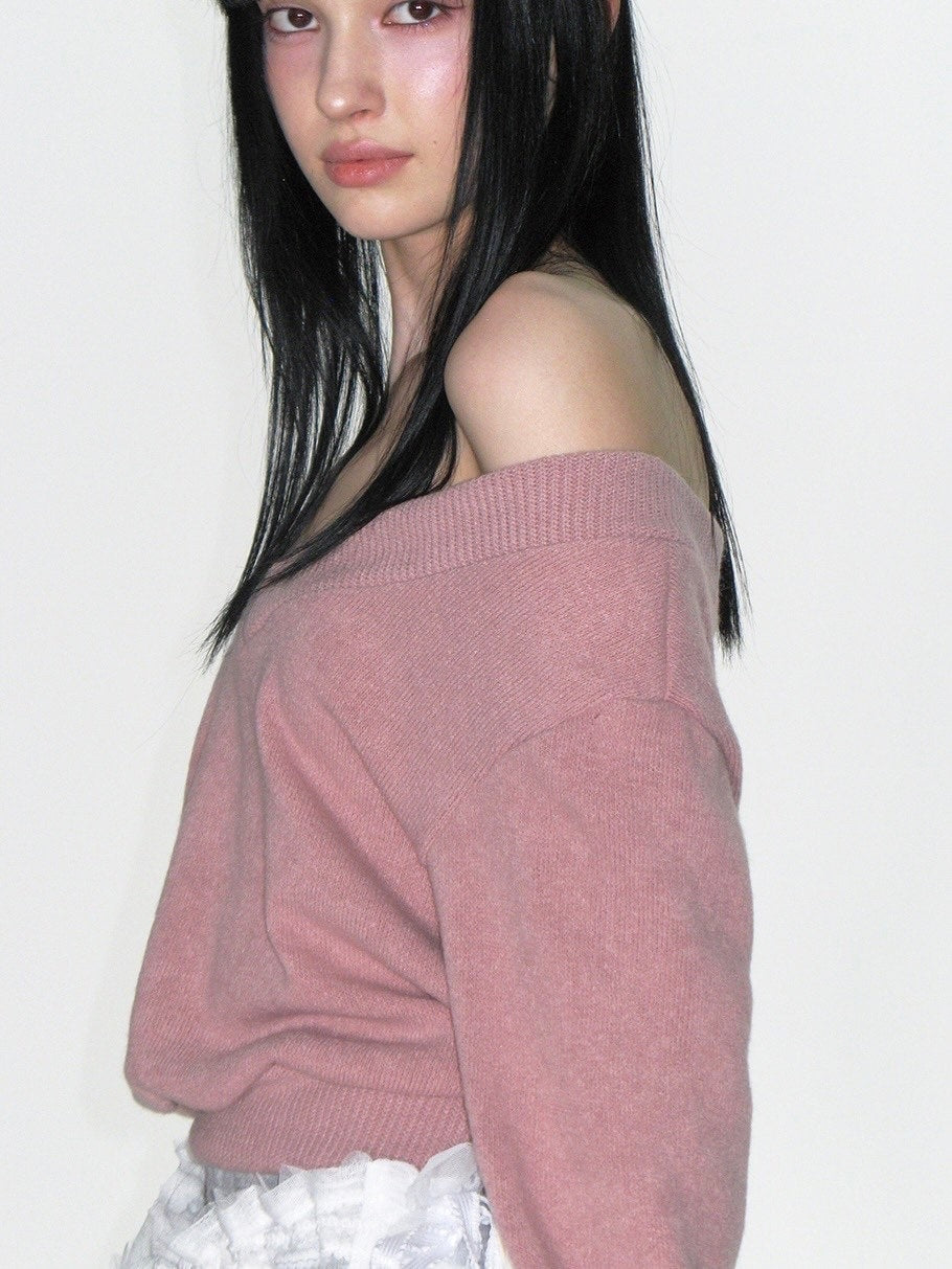 【CRANK】RIBBON WARMER V-NECK KNITWEAR