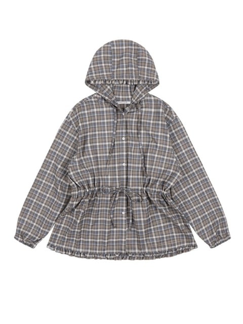 【FANCY CLUB】FRILL CHECK HOOD JACKET