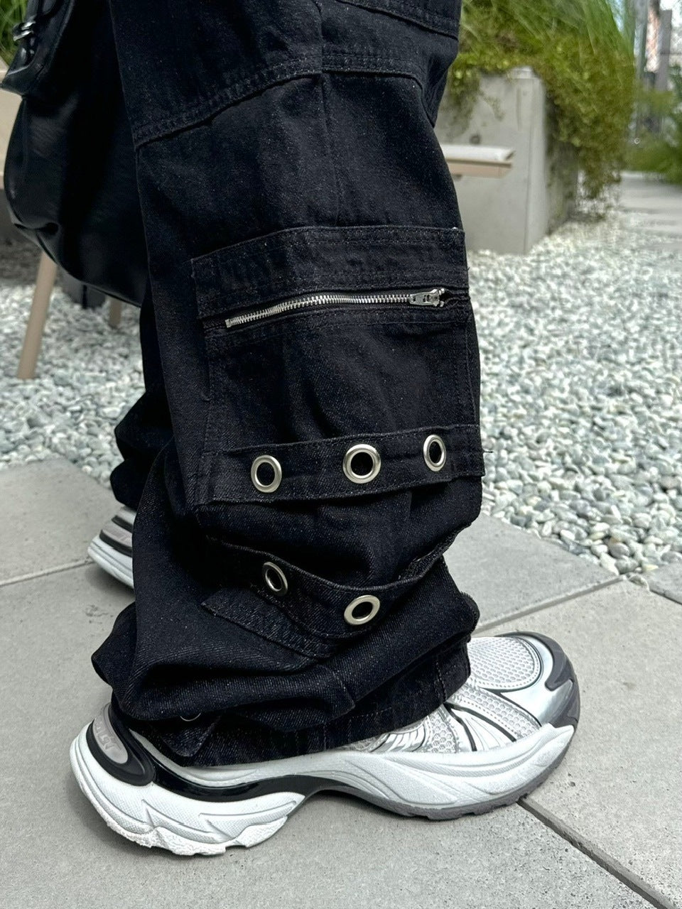 受注制【Chikashitsu +】steel ring denim cargo pants
