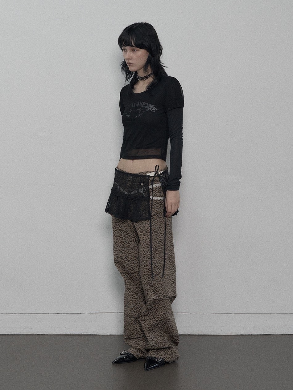 【SETUP-EXE】MESH LAYERED TOP / 【セットアップエグゼ】メッシュレイヤードロゴプリント長袖Tシャツ