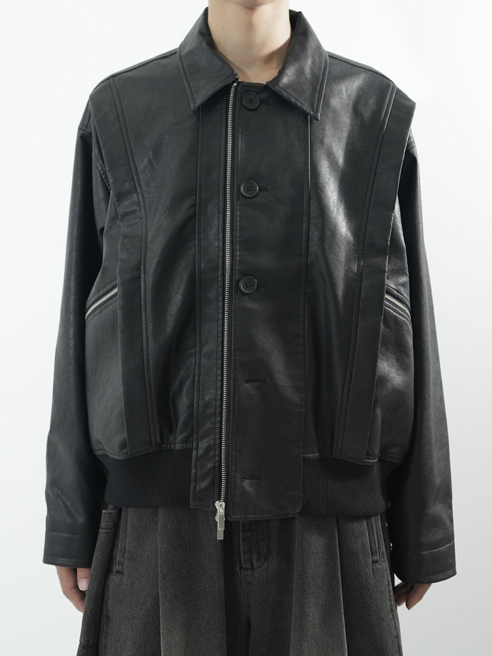 【CS】multi vegan leather blouson (black)