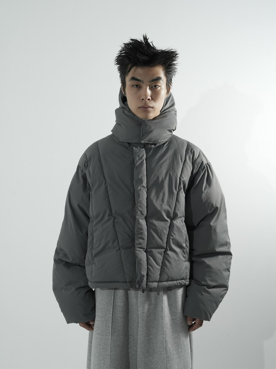 【CS】2way cropped puffer jacket (charcoal)