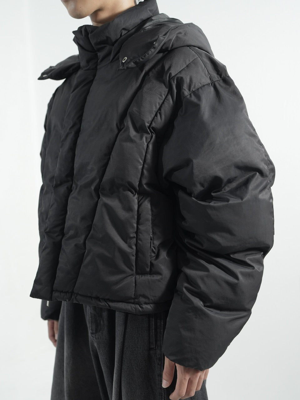 【CS】2way cropped puffer jacket (black)