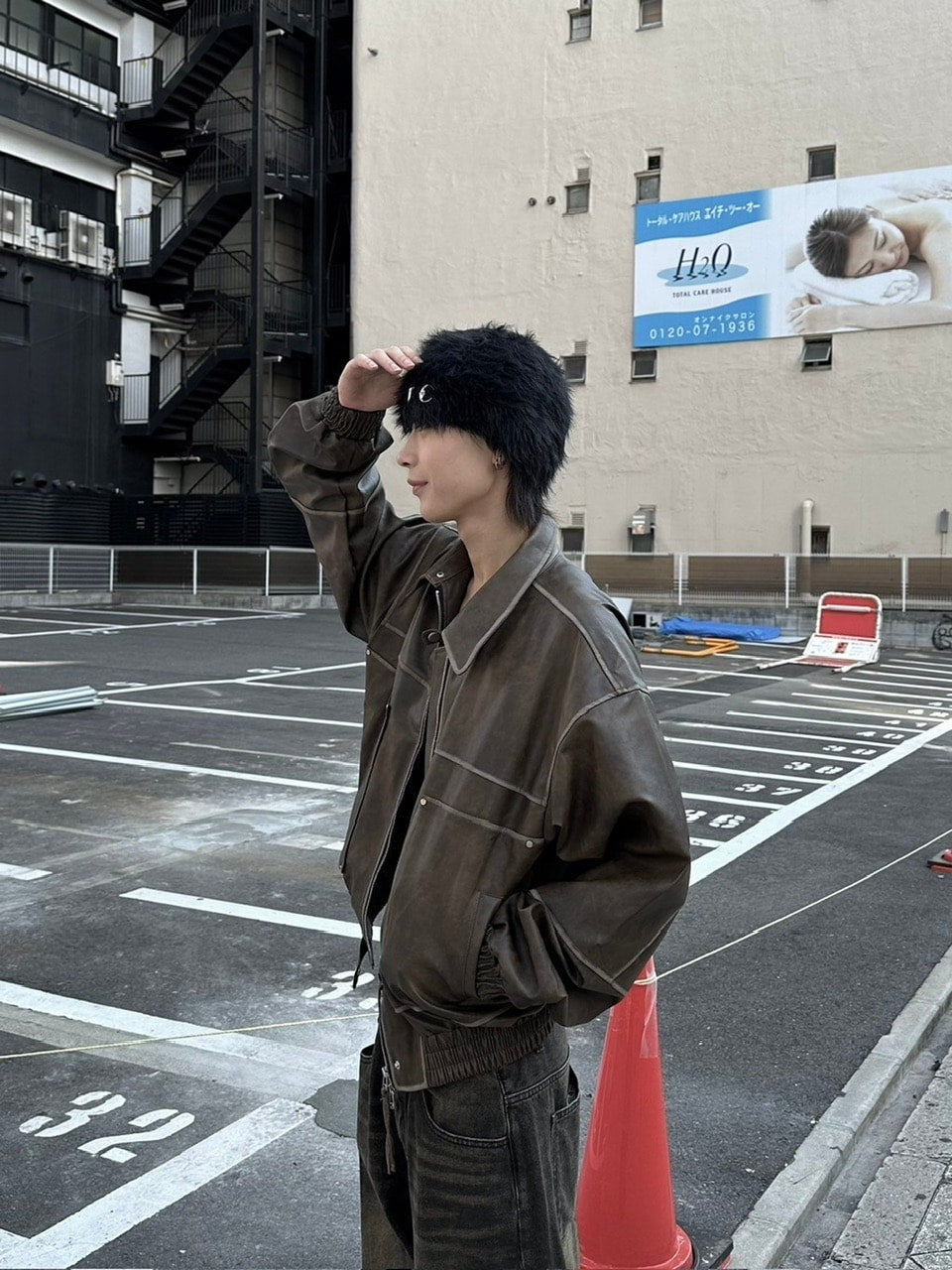 大阪店WEB限定受注制【Chikashitsu +】washing vegan leather jacket (2color)