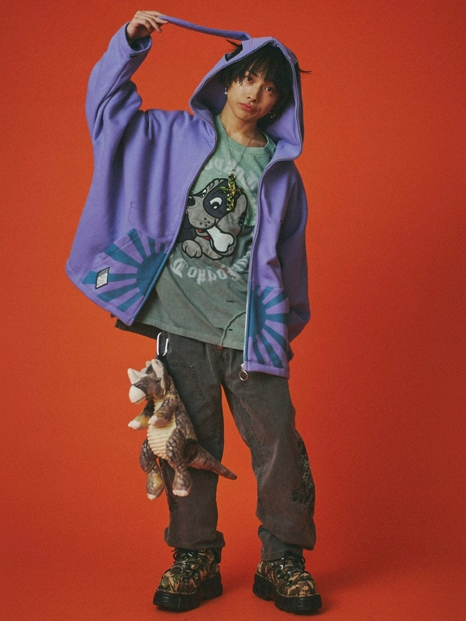 【GALFY】反戦パーカー / 【ガルフィー】ロゴ長袖耳付きパーカー