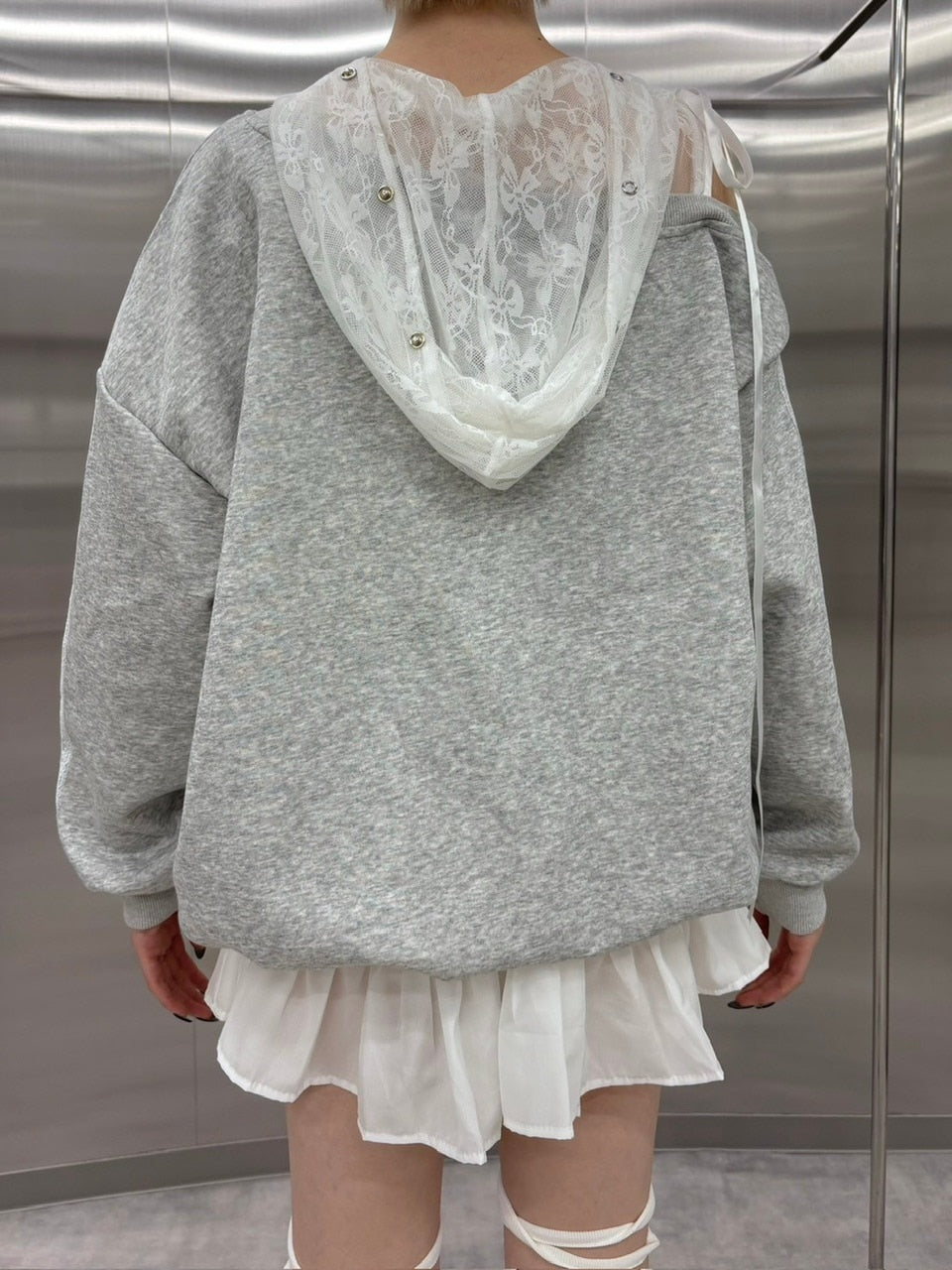 【nmtc +】lace design number sweat onepiece (3color)