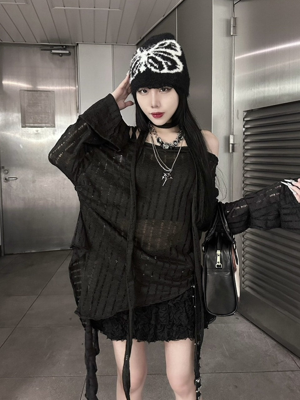 受注制【Never mind the XU】asymmetry drape tops (2color)