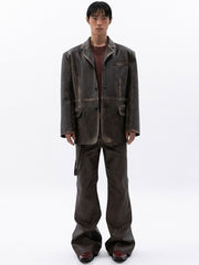 【ESC STUDIO】rockstern leather bootcut pants