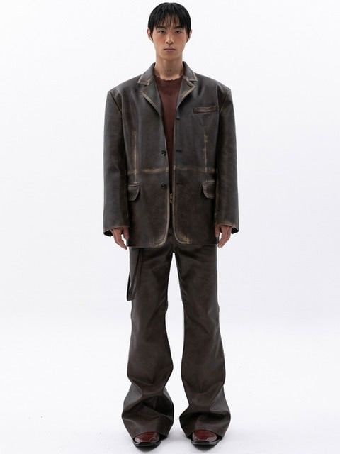 【ESC STUDIO】rockstern leather bootcut pants