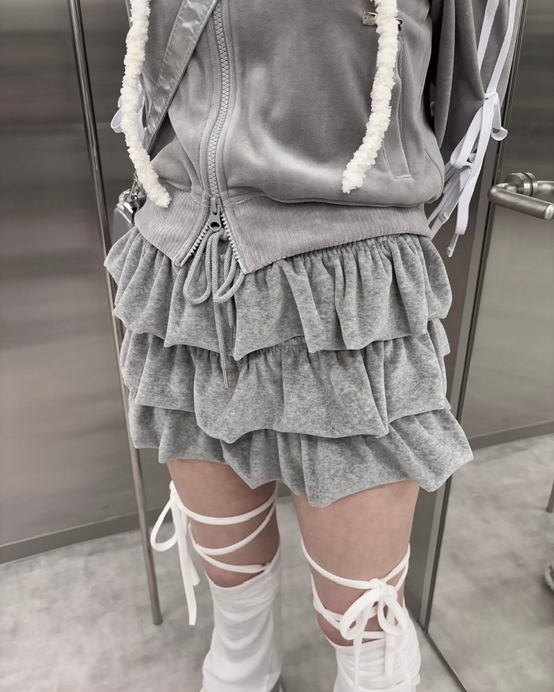 受注制【nmtc +】velours frill skirt (4color)