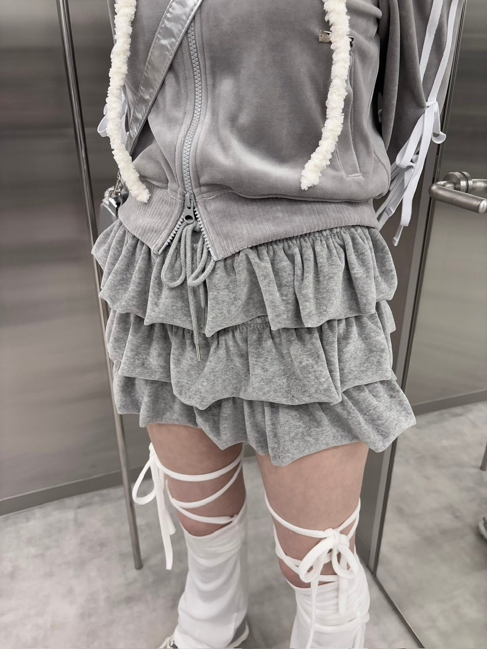 受注制【nmtc +】velours frill skirt (4color)