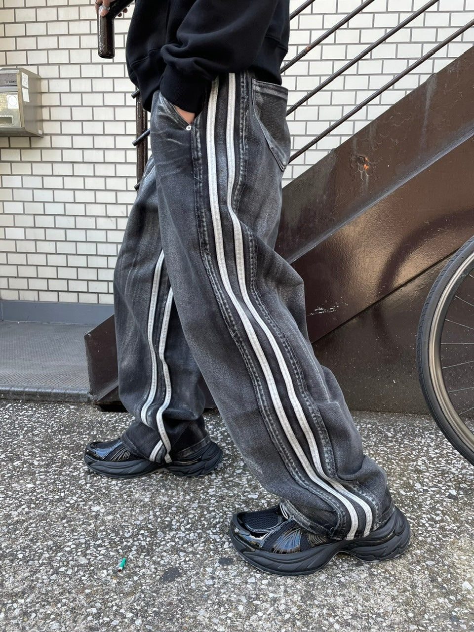 受注制【nmtc +】side line wash denim pants (2color)