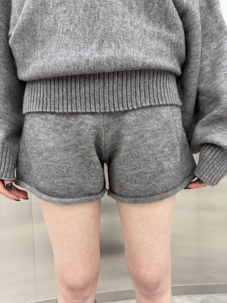 【nmtc +】one shoulder knit and shorts set (4color)