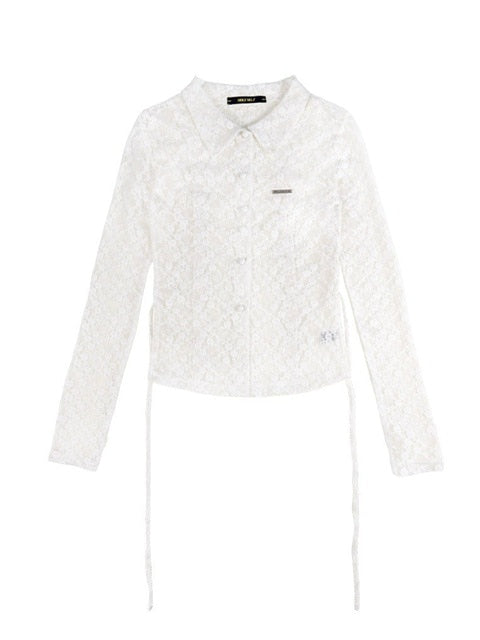 【HOLY NUMBER 7】lace strap holly emblem blouse