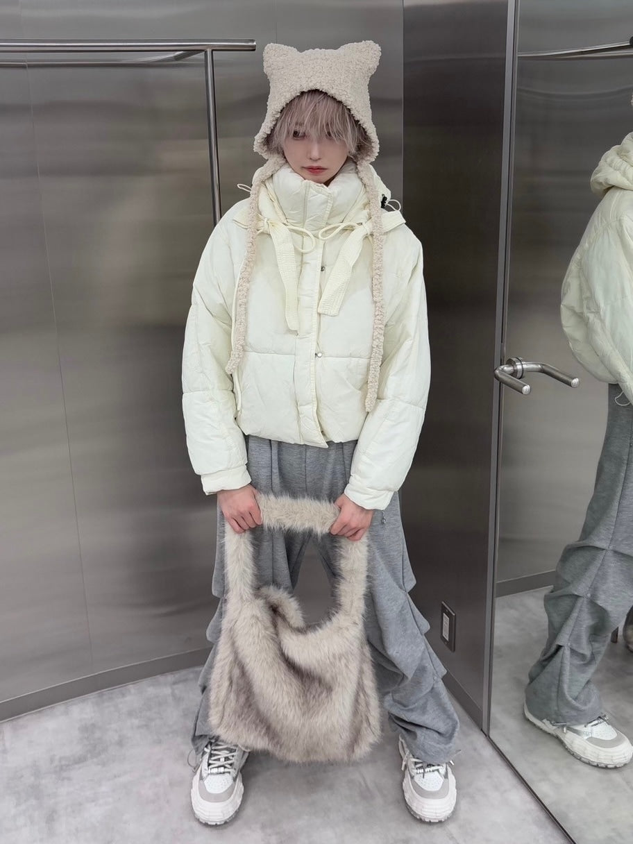 受注制【nmtc +】strap padding hood jacket (2color) / 【エヌエムティーシープラス】ストラップパディングフード長袖ダウンジャケット