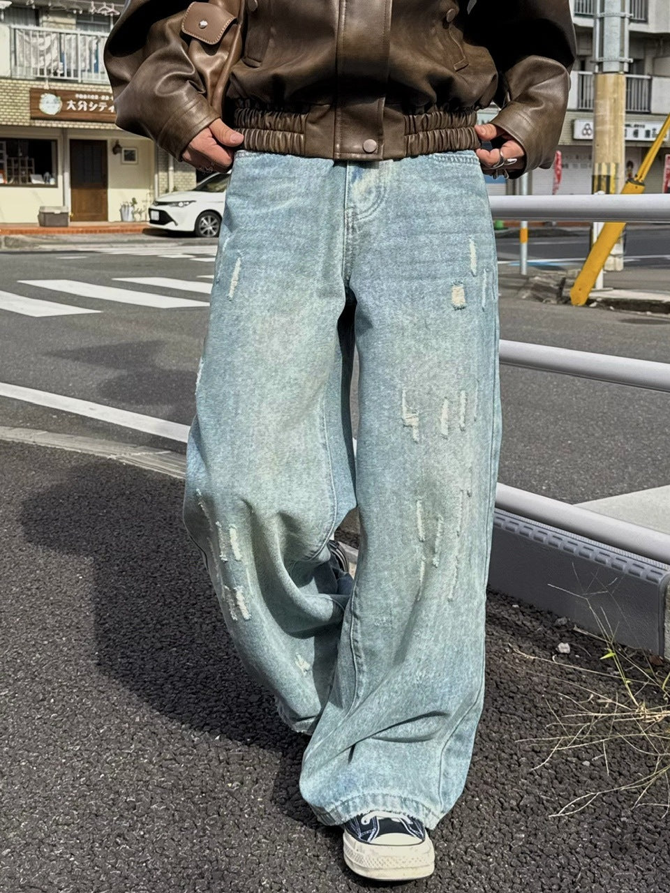 国際配送【RENOL】damage denim wide pants