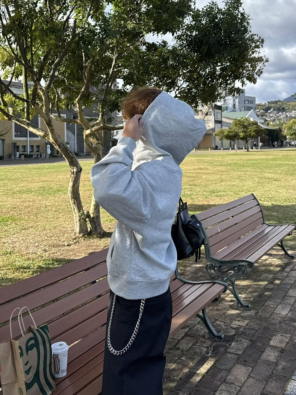 国際配送【RENOL】cropped zip up hoodie (2color)