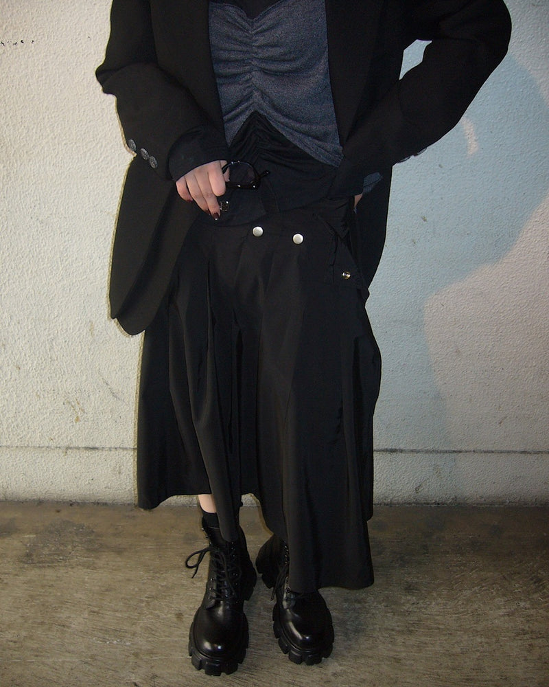 受注制【oaks】studs design pleats midi skirt