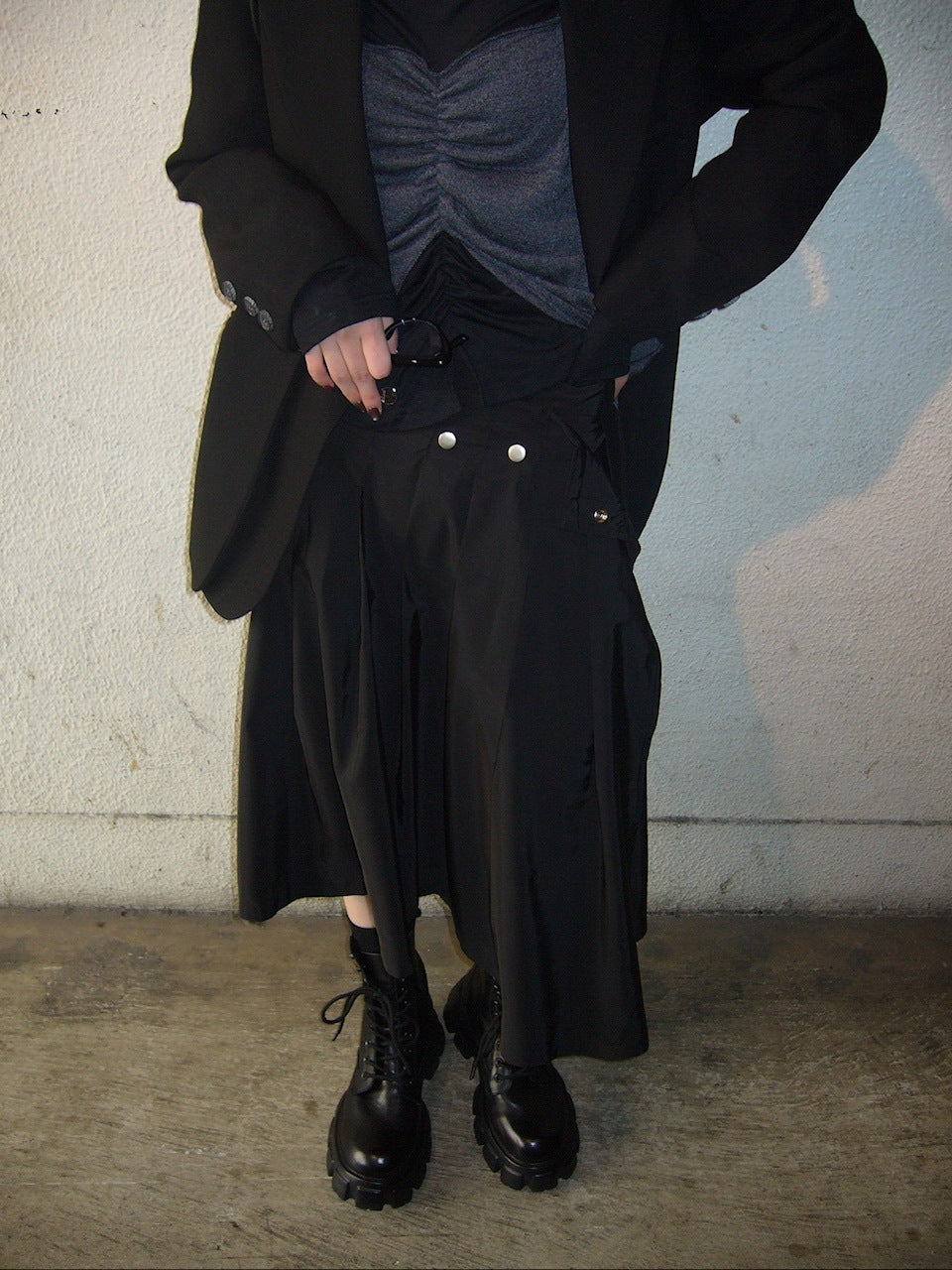 受注制【oaks】studs design pleats midi skirt