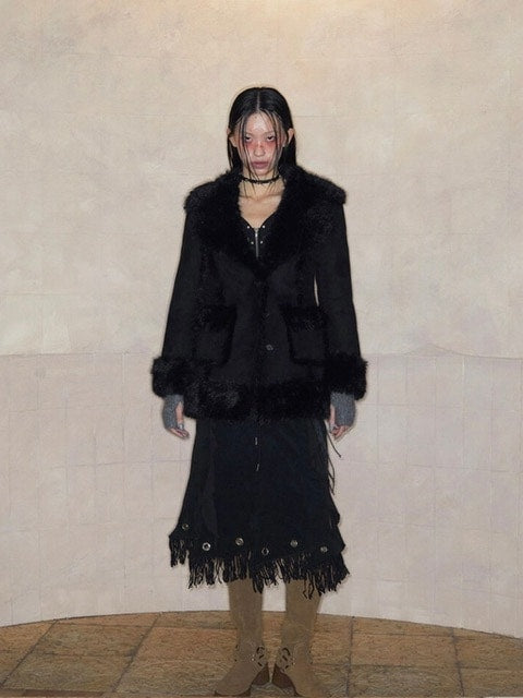 NOT KNOWING】HOURGLASS MOUTON FUR COAT / 【ノットノーイング