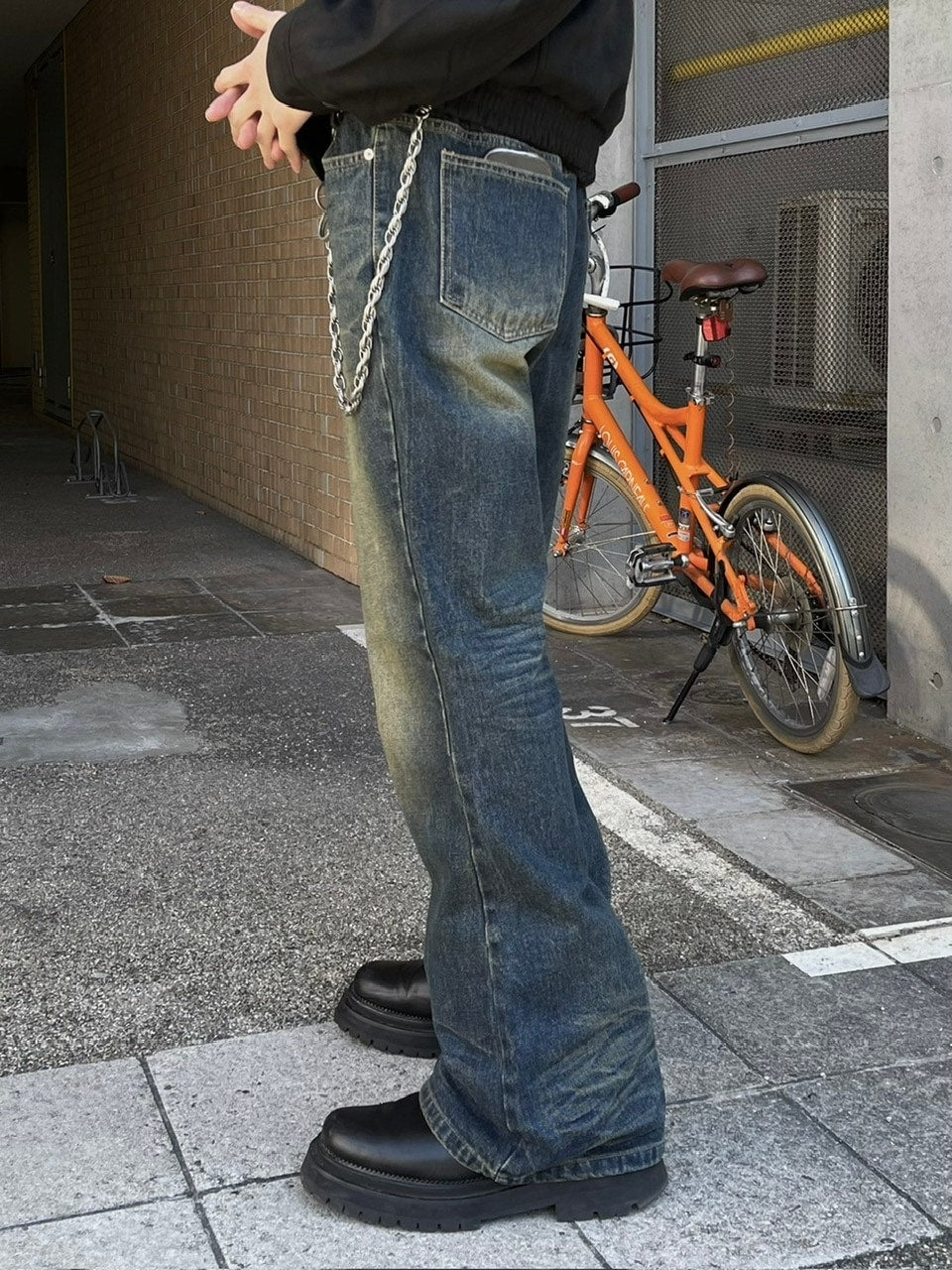 受注制【Chikashitsu +】phantom flare denim pants (2color) / 【チカシツプラス】フレアデニムパンツ