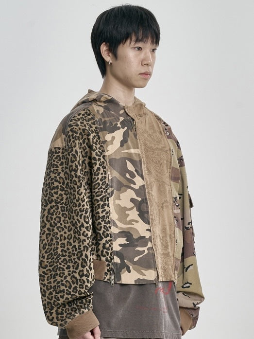 【AJOBYAJO】Camouflage Zip-Up Hooded Jacket