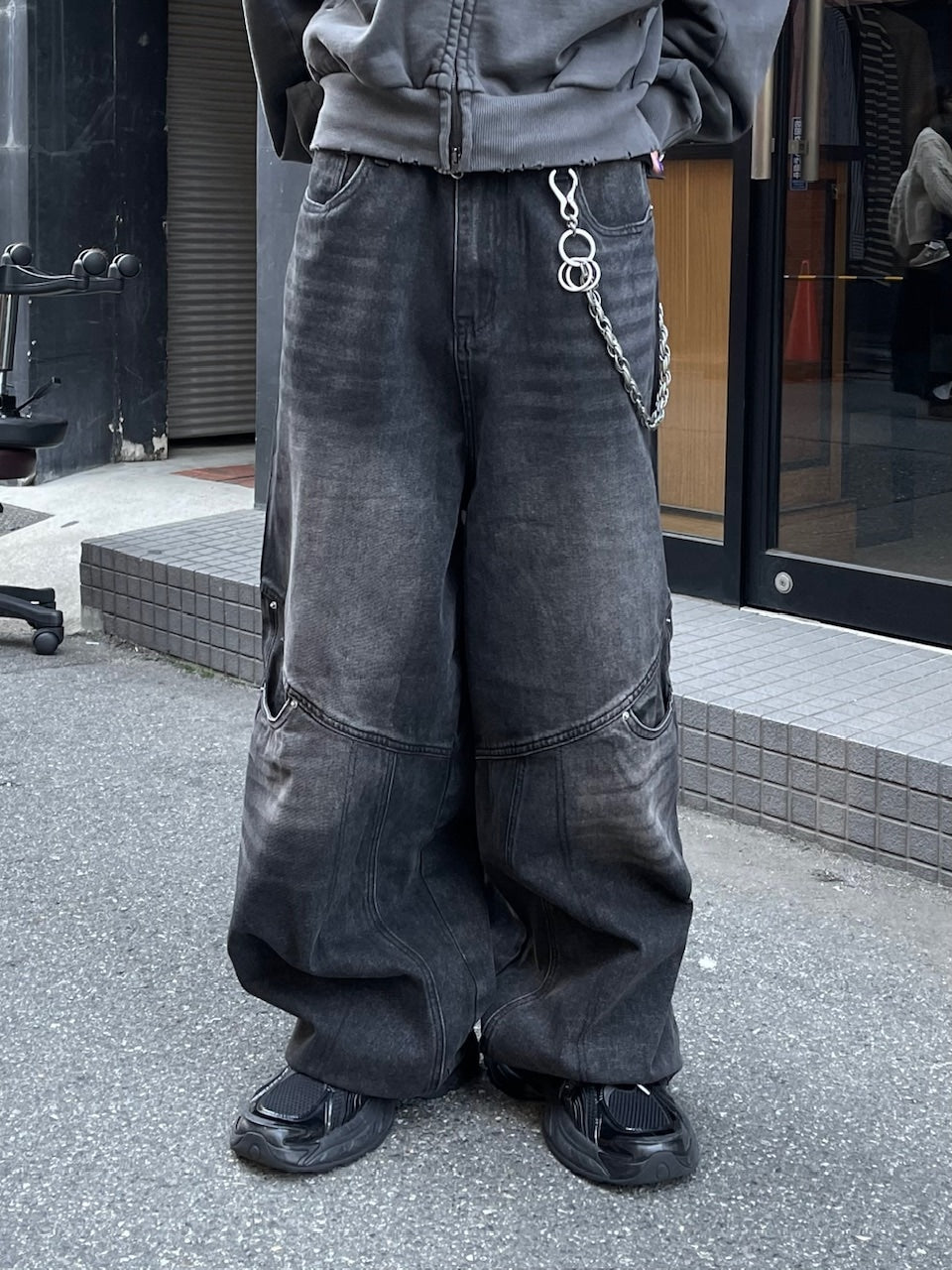 大阪店WEB限定【Chikashitsu +】double pocket wide denim pants (2color)