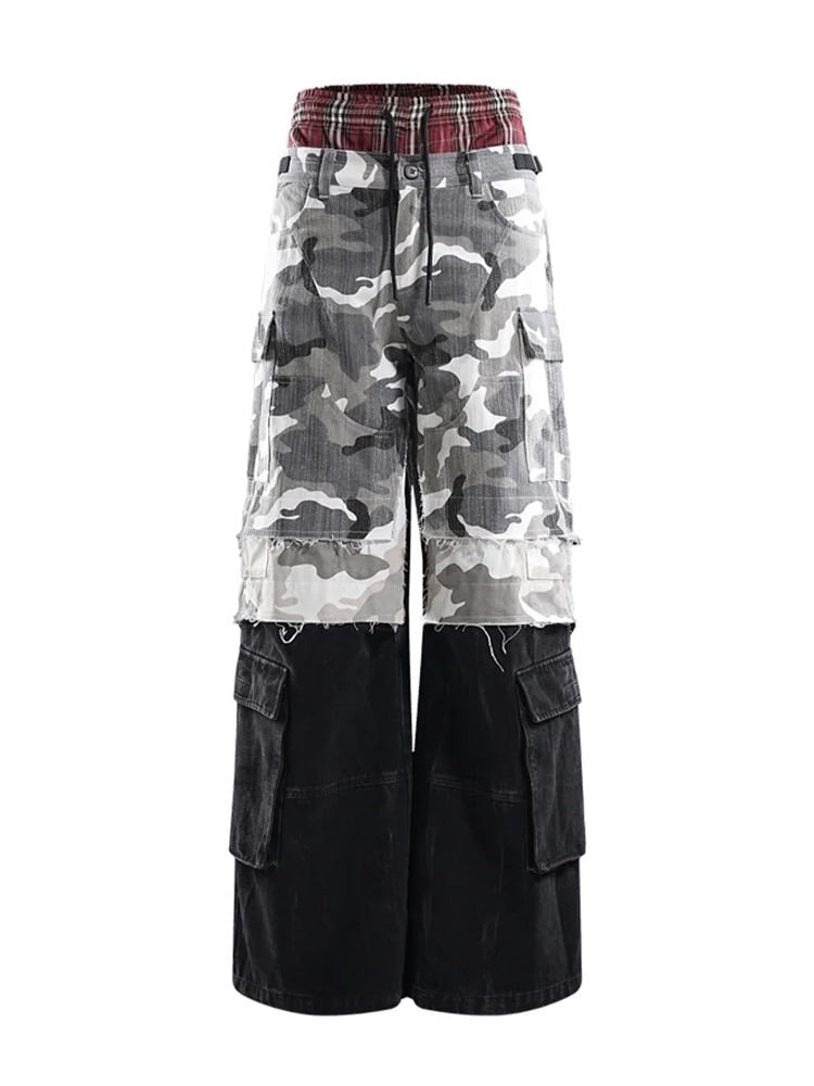 【The Boy Has No Patience】Prince Of Darkness Camouflage Stitching Four-In-One Overalls