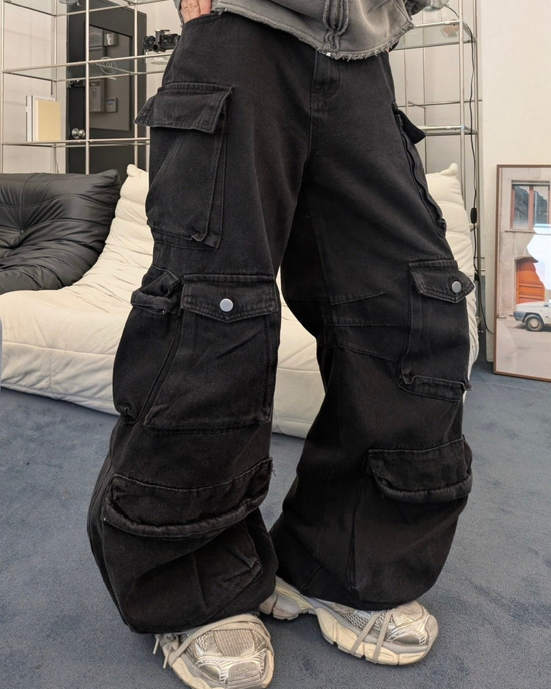 国際配送【LUV CODE】pocket denim cargo pants