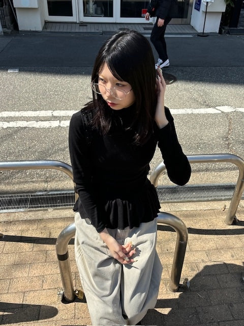 受注制【OaKS】frill high neck long sleeve (2color)