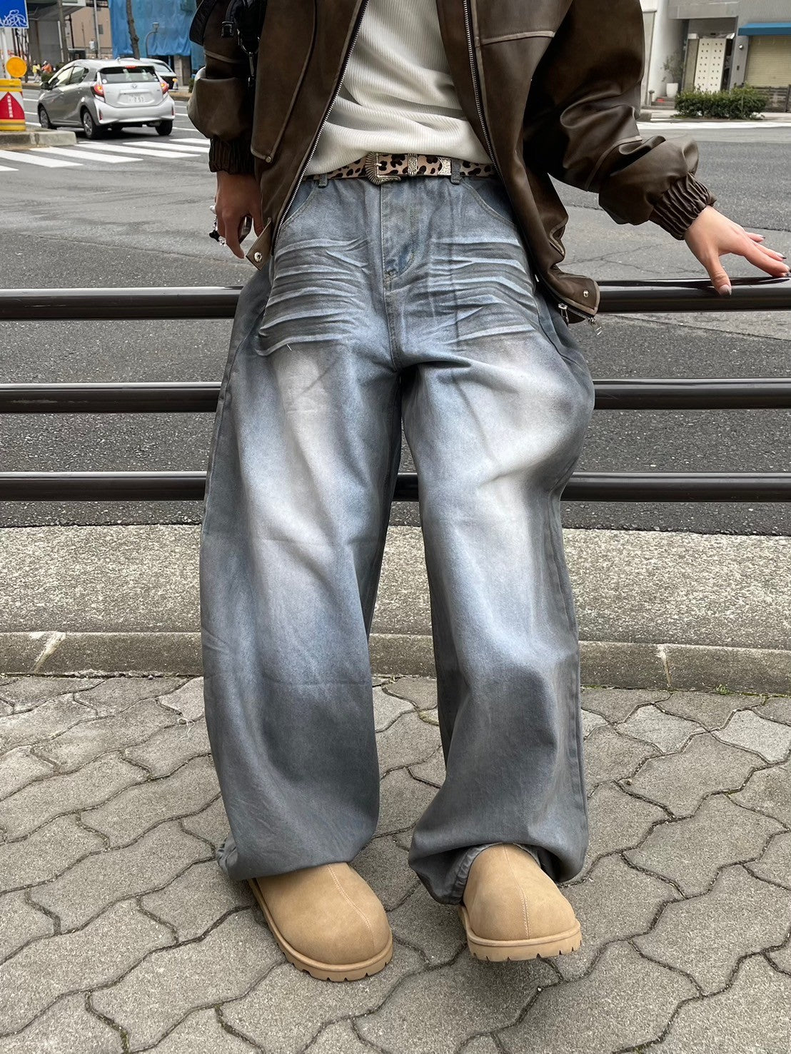 受注制【Chikashitsu +】western leopard belt (2color)