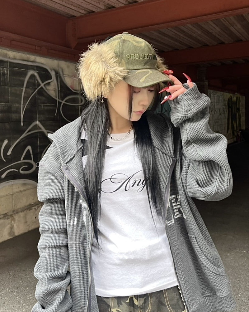 受注制【Never mind the XU】camouflage fur cap