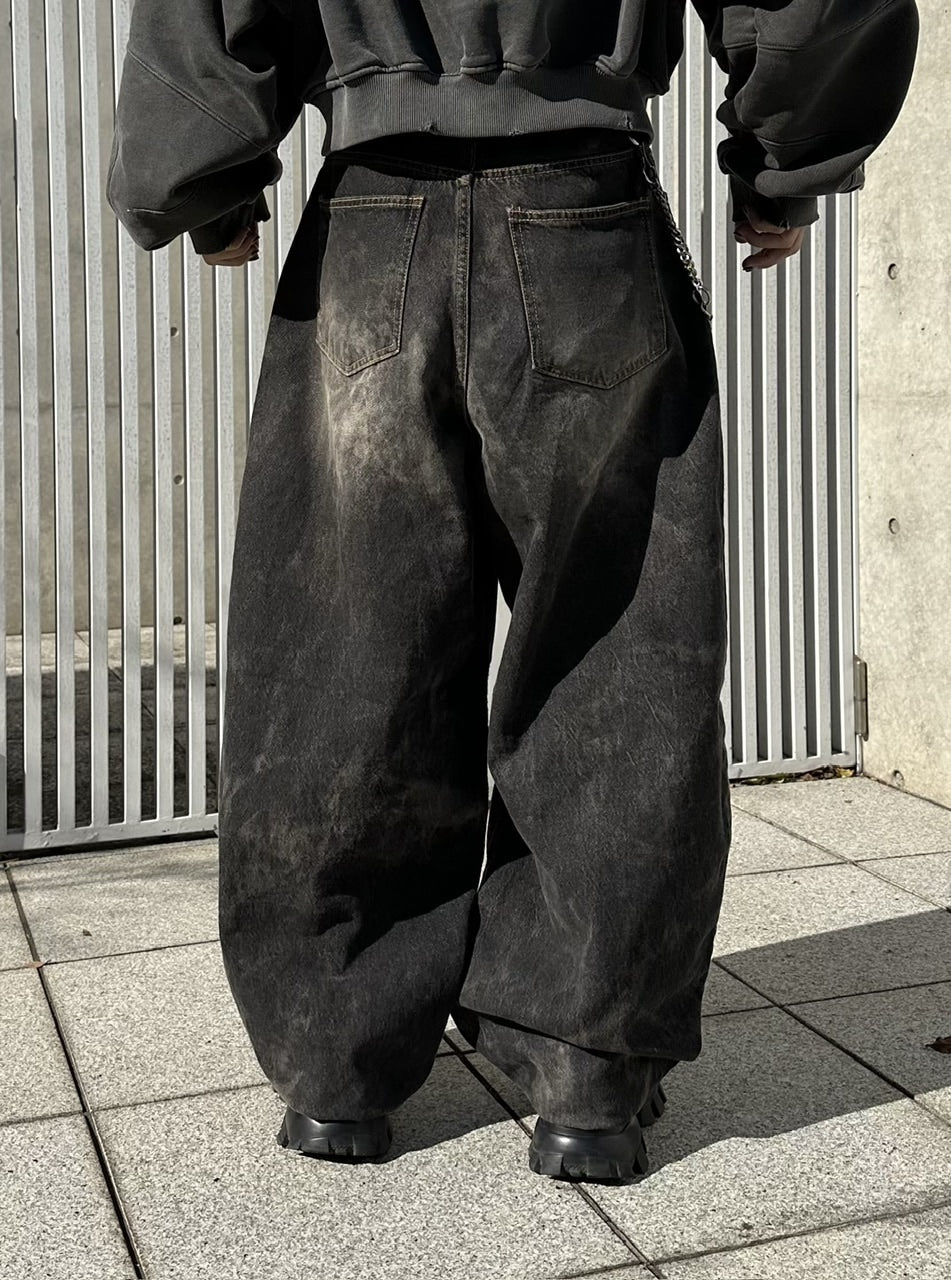 大阪店WEB限定受注制【Chikashitsu +】dirty wash balloon denim pants