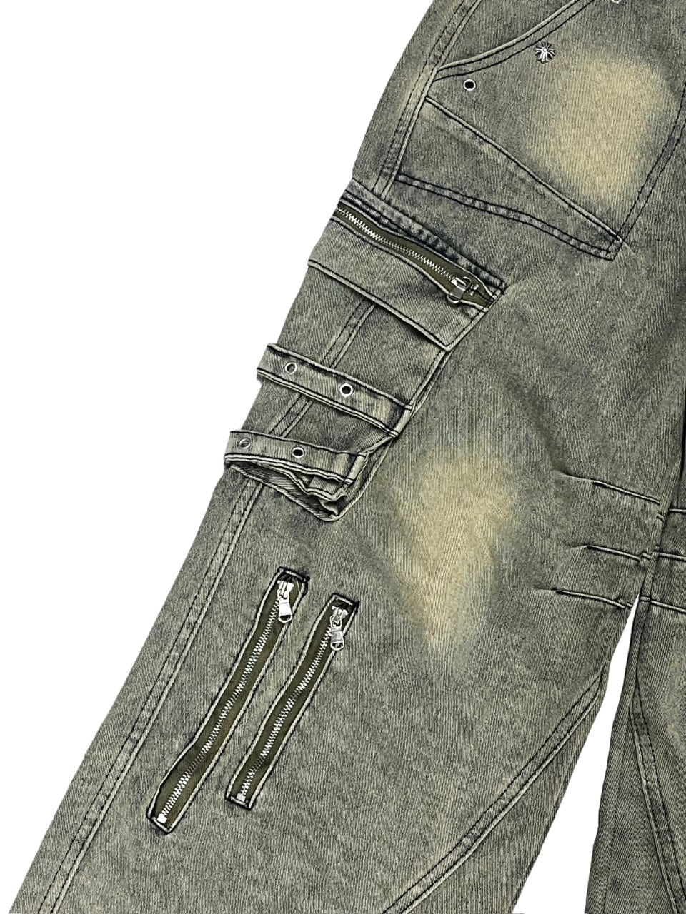 受注制【Never mind the XU】layered denim pants / 【エックスユー ドッグ】レイヤードデニムパンツ