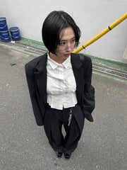 受注制【oaks】cropped pintuck pocket shirt (3color)