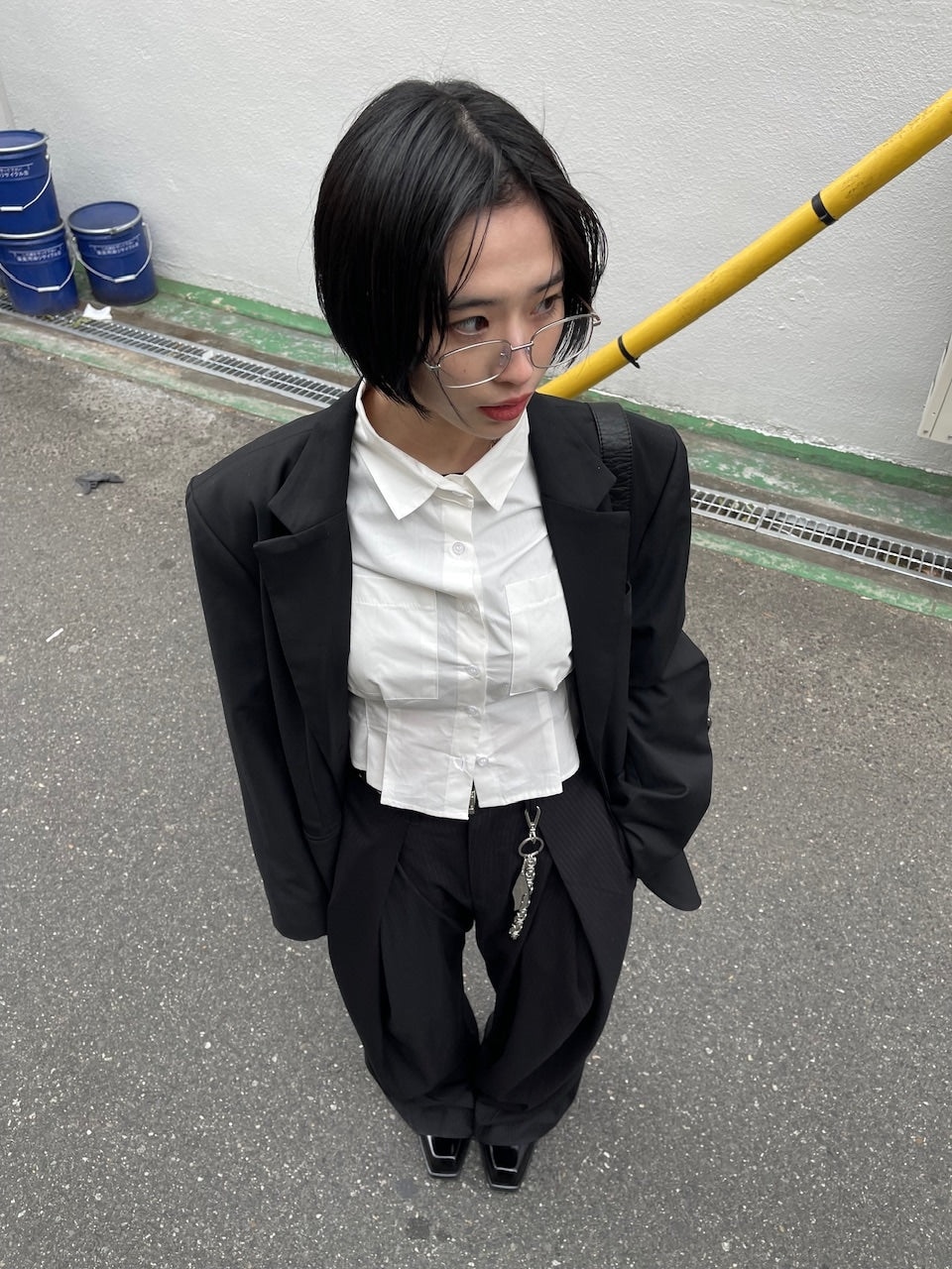 受注制【oaks】cropped pintuck pocket shirt (3color)