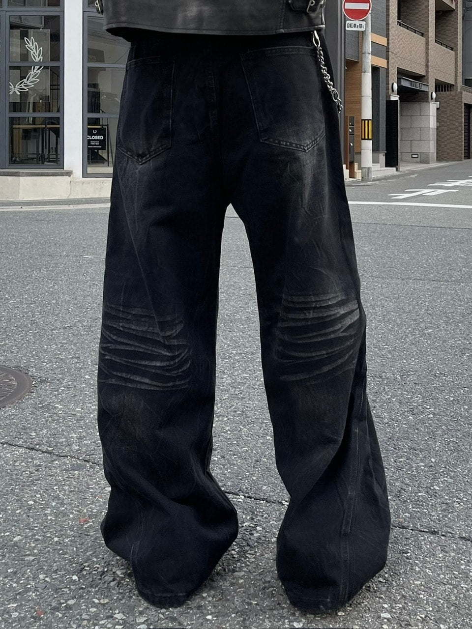 受注制【Chikashitsu +】curve stitch wide denim pants / 【チカシツプラス】カーブステッチワイドデニムパンツ
