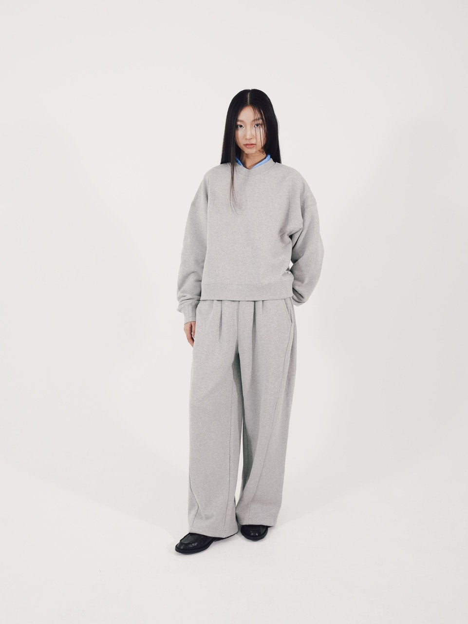 【CS】cropped vneck sweat shirt (gray)