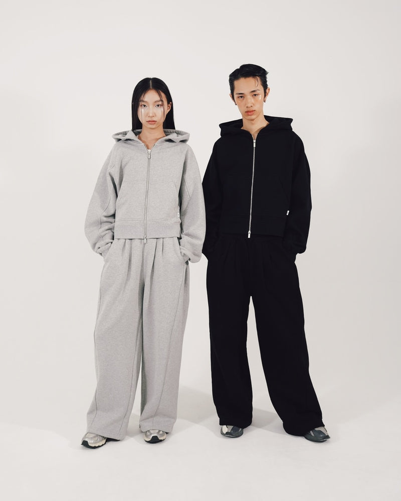 【CS】cropped double zip hoodie (gray)