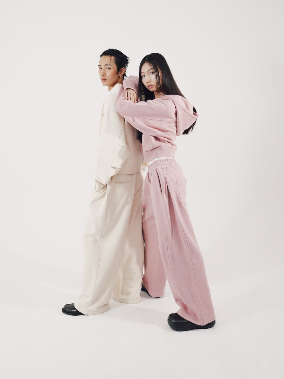 【CS】cropped double zip hoodie (pink)